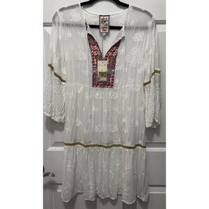 Johnny Was Embroidered White Dress New With Tags XS  $420 MSRP